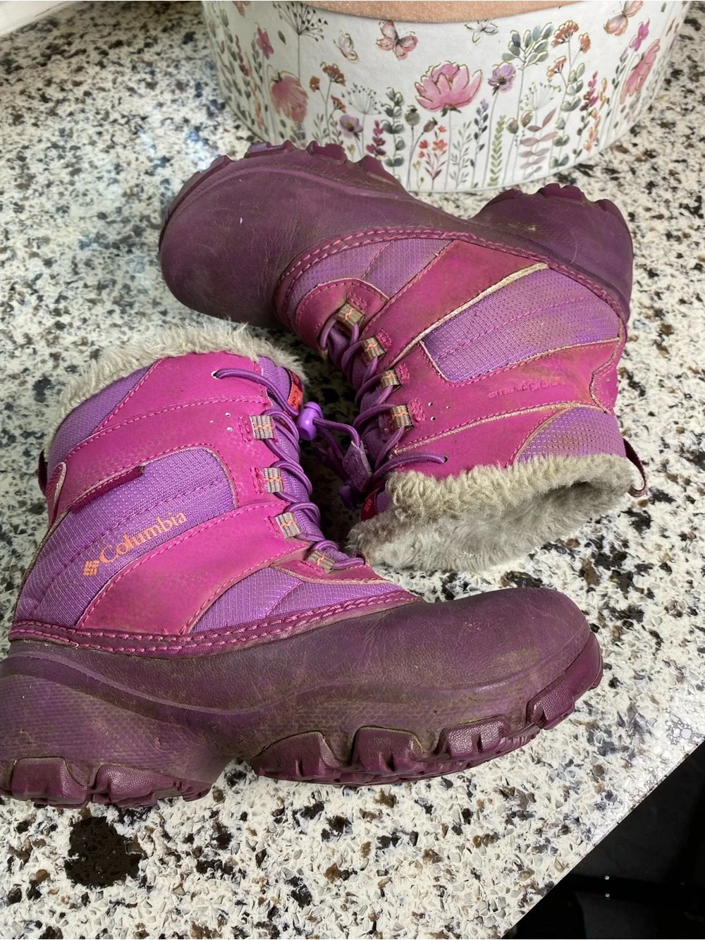 COLUMBIA Youth Rope Tow III Waterproof Winter Boots Purple 1